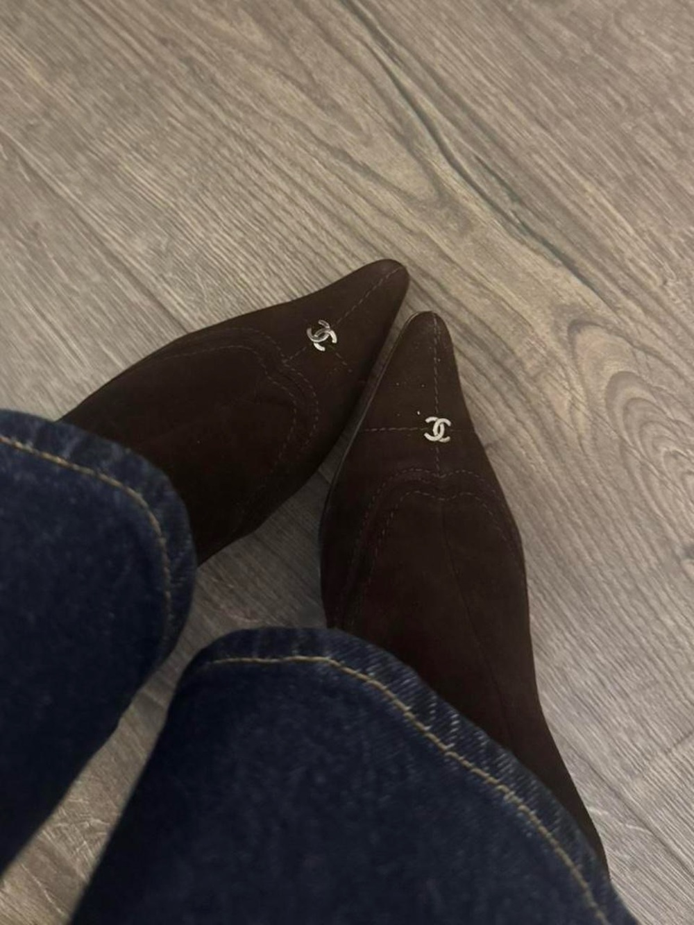 CHANEL Dark Brown Suede Pointed-Toe Knee Boots - Picture 7 of 7